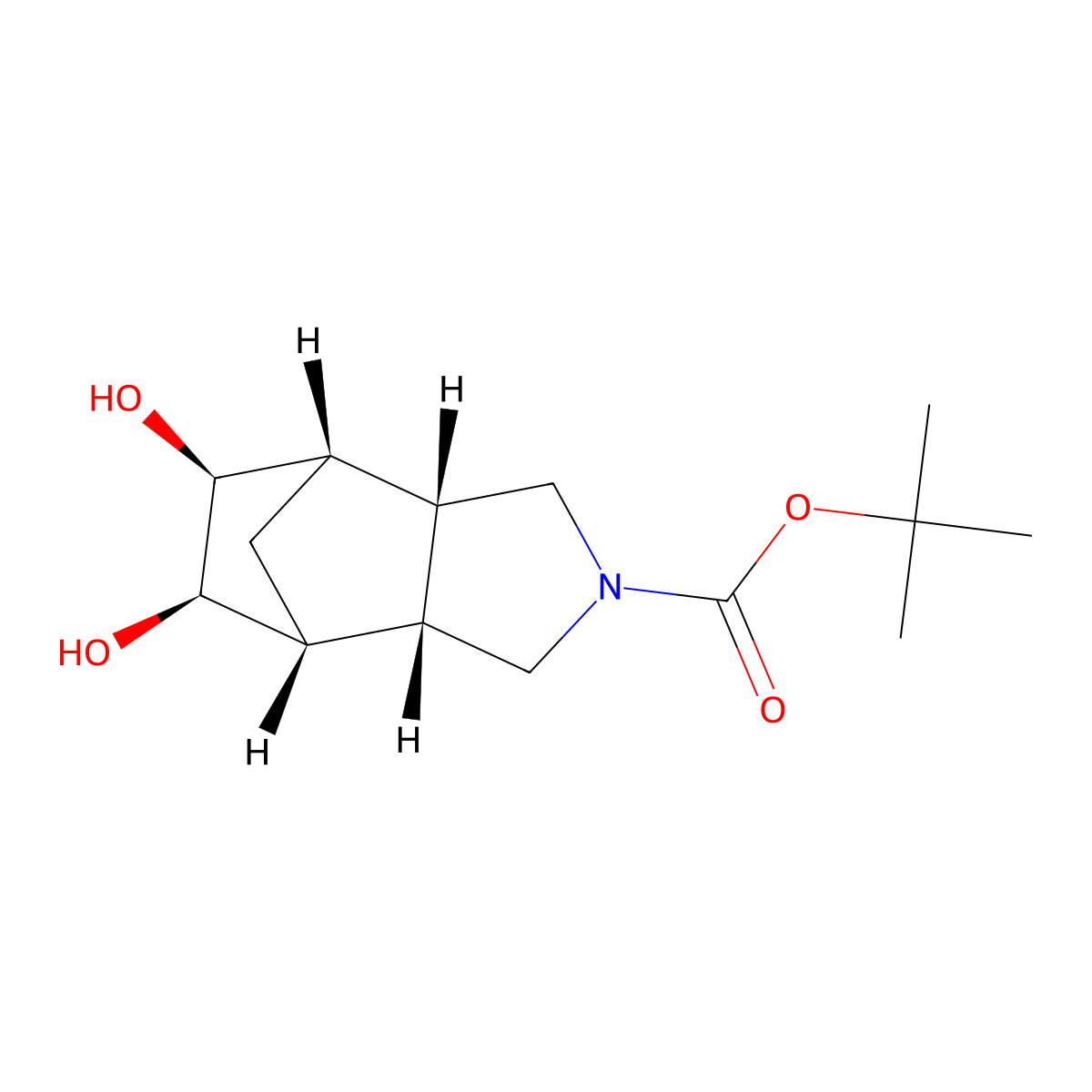 tert-butyl (1R,2S,6R,7S,8S,9R)-8,9-dihydroxy-4-azatricyclo[5.2.1.02,6]decane-4-carboxylate molecular structure, CAS 2639371-52-9