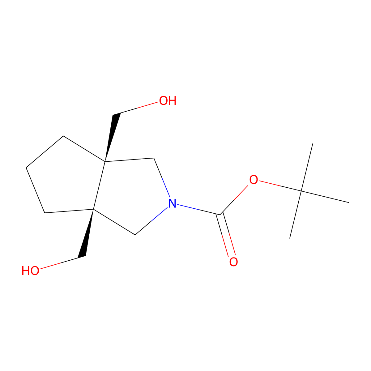 tert-butyl (3aR,6aS)-3a,6a-bis(hydroxymethyl)-octahydrocyclopenta[c]pyrrole-2-carboxylate molecular structure, CAS 2639371-57-4