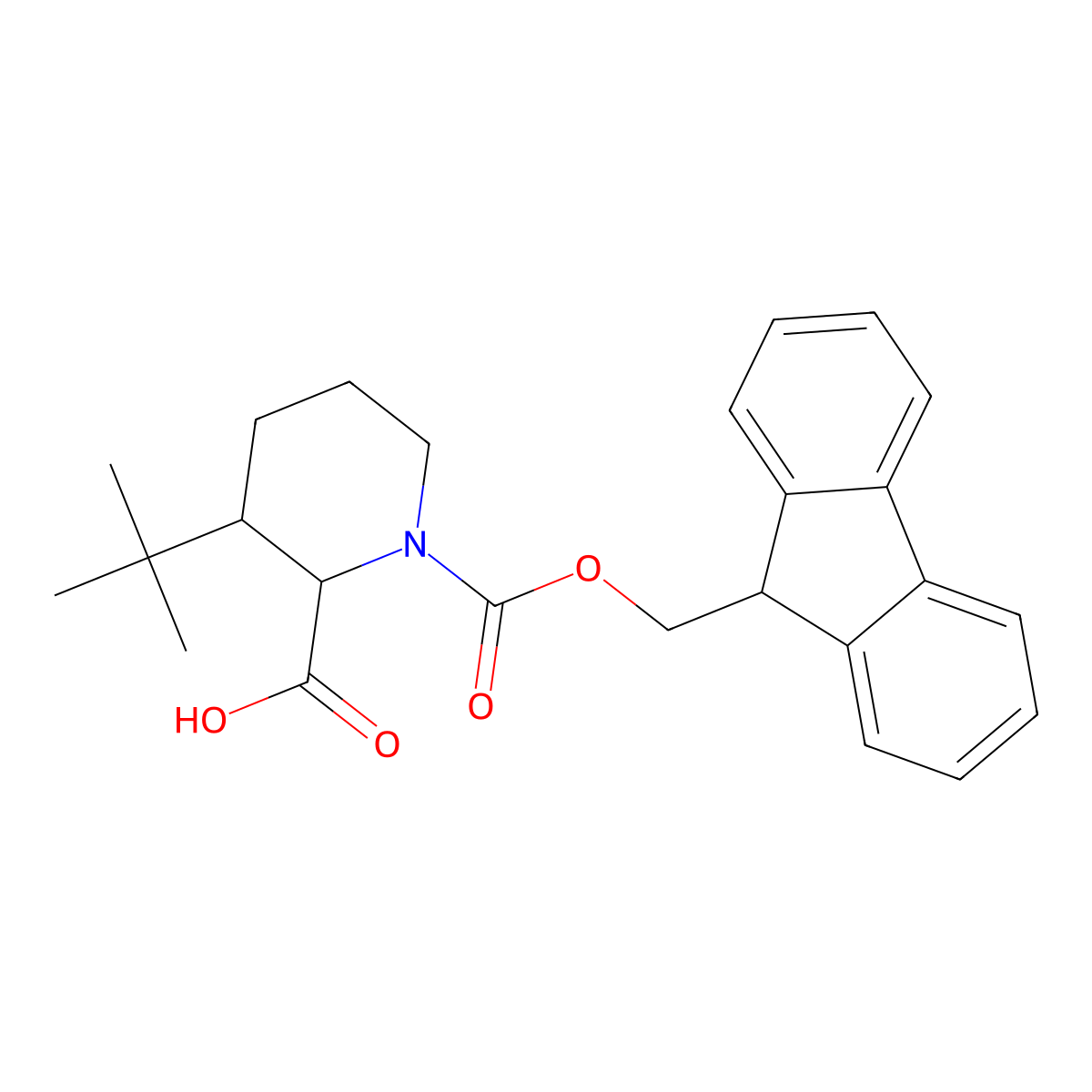 (2R,3R)-3-tert-butyl-1-{[(9H-fluoren-9-yl)methoxy]carbonyl}piperidine-2-carboxylic acid molecular structure, CAS 2639371-64-3