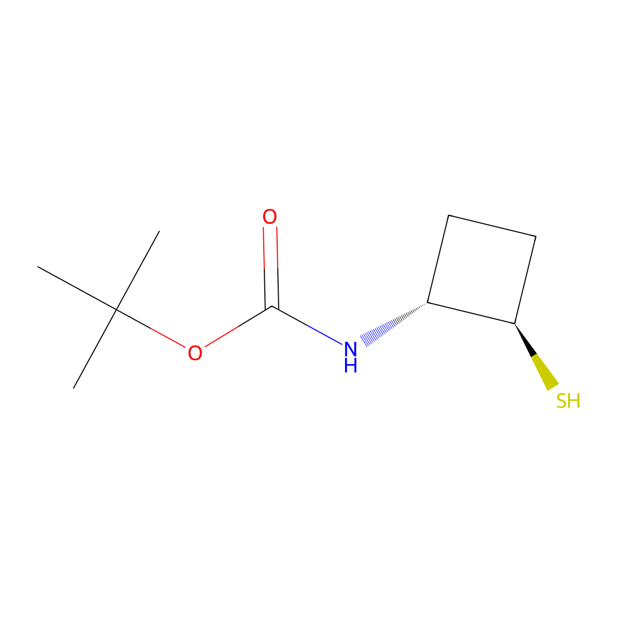 rac-tert-butyl N-[(1R,2R)-2-sulfanylcyclobutyl]carbamate molecular structure, CAS 2639371-77-8