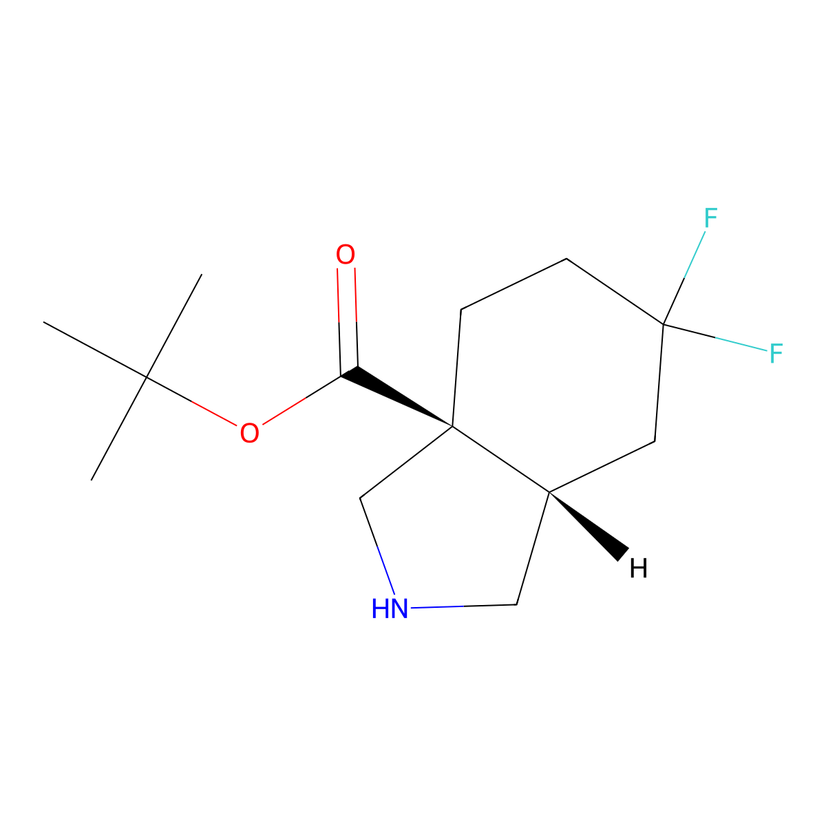 rac-tert-butyl (3aR,7aR)-6,6-difluoro-octahydro-1H-isoindole-3a-carboxylate molecular structure, CAS 2639371-89-2