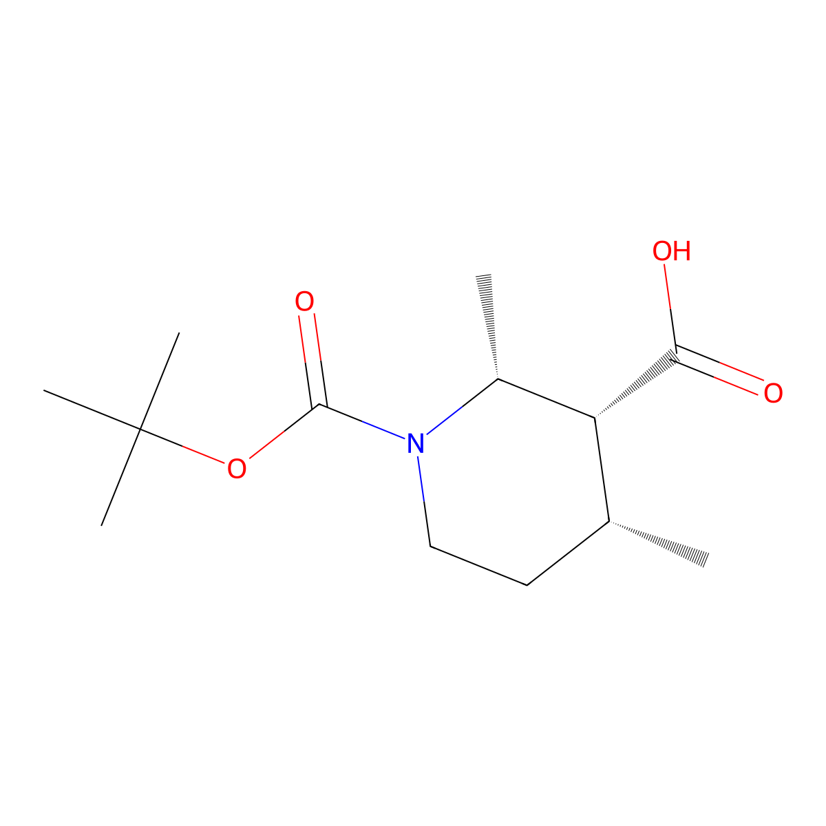 rac-(2R,3R,4R)-1-[(tert-butoxy)carbonyl]-2,4-dimethylpiperidine-3-carboxylic acid molecular structure, CAS 2639372-06-6