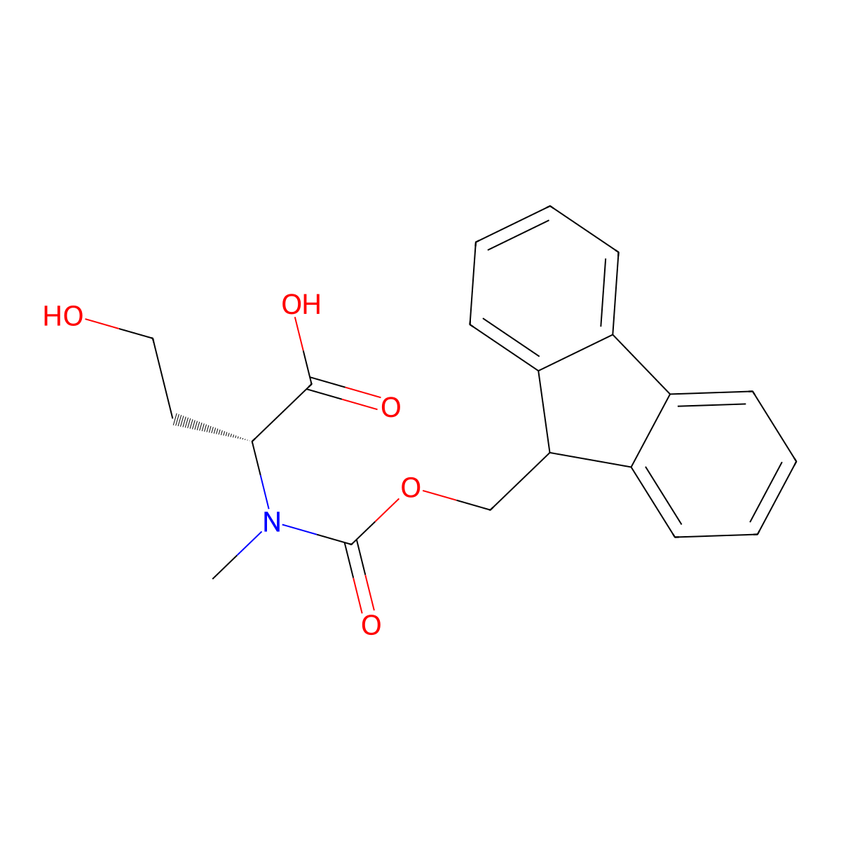 (2R)-2-({[(9H-fluoren-9-yl)methoxy]carbonyl}(methyl)amino)-4-hydroxybutanoic acid molecular structure, CAS 2639372-17-9