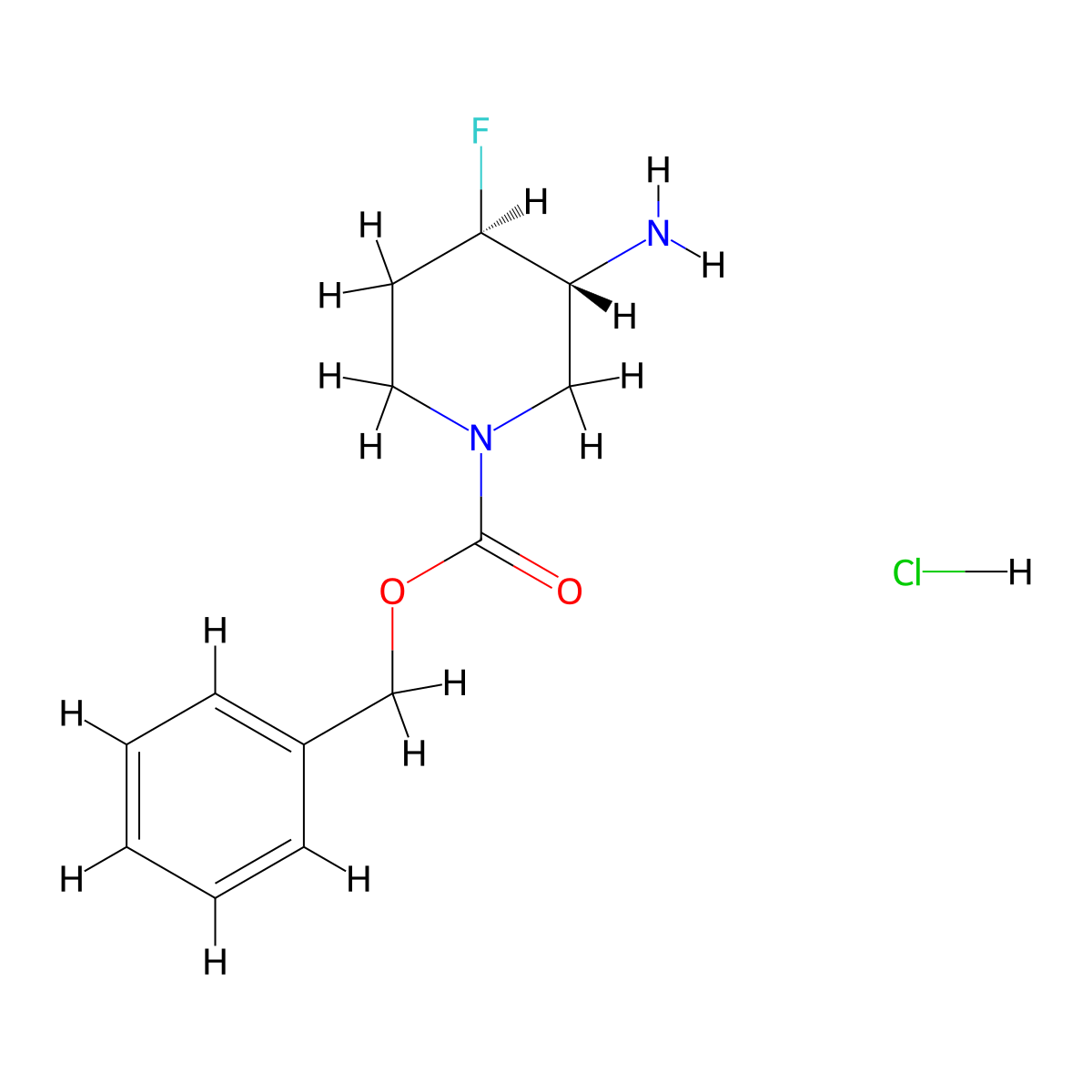 (3R,4S)-Benzyl 3-amino-4-fluoropiperidine-1-carboxylate hcl molecular structure, CAS 2639373-19-4