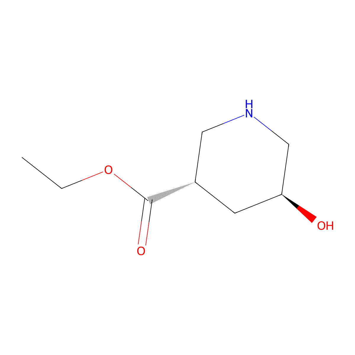 rac-ethyl (3R,5R)-5-hydroxypiperidine-3-carboxylate molecular structure, CAS 2639374-17-5