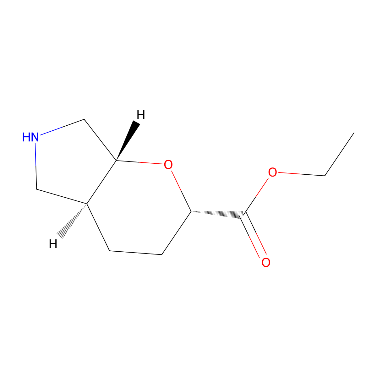 rac-ethyl (2R,4aR,7aS)-octahydropyrano[2,3-c]pyrrole-2-carboxylate molecular structure, CAS 2639374-25-5