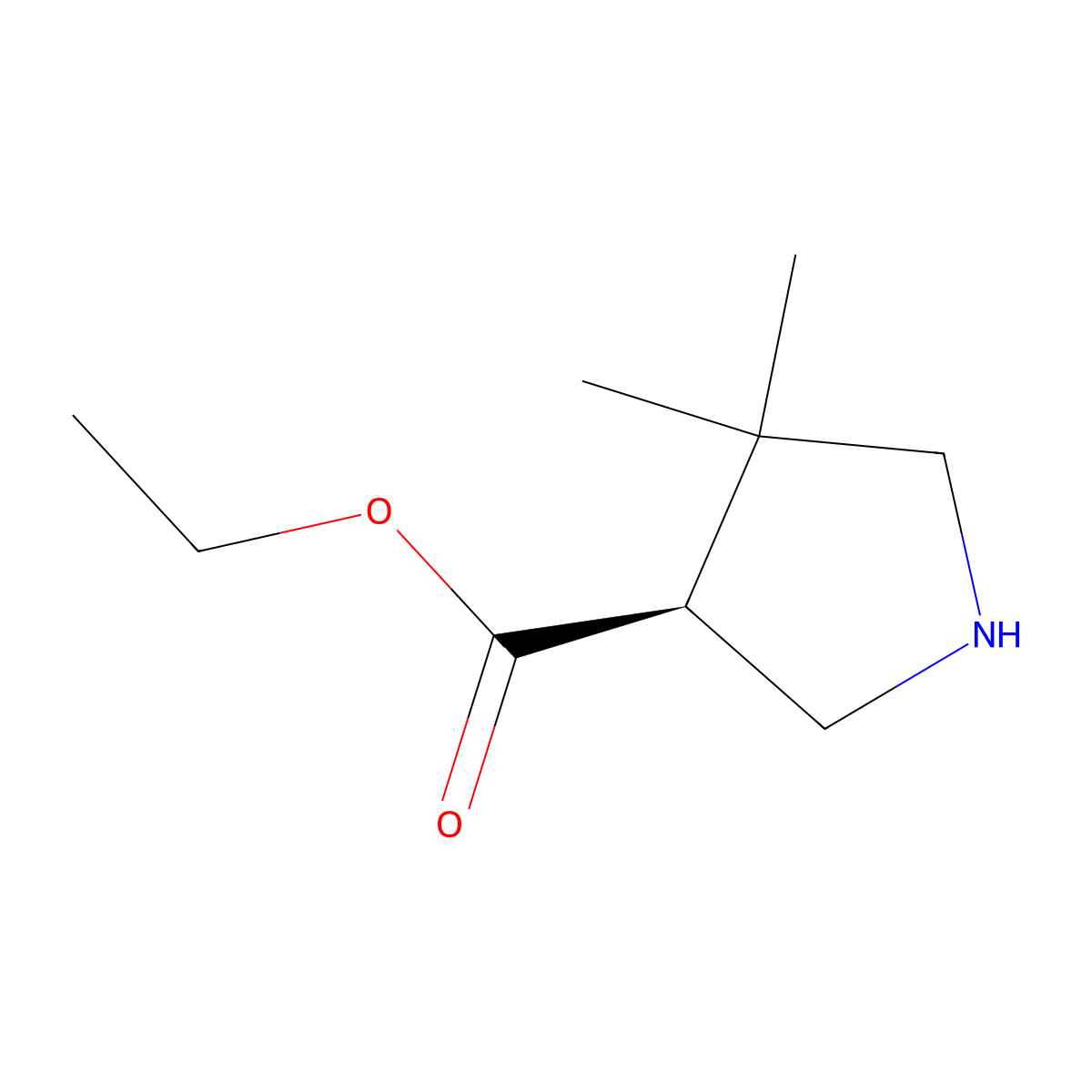 ethyl (3S)-4,4-dimethylpyrrolidine-3-carboxylate molecular structure, CAS 2639374-28-8