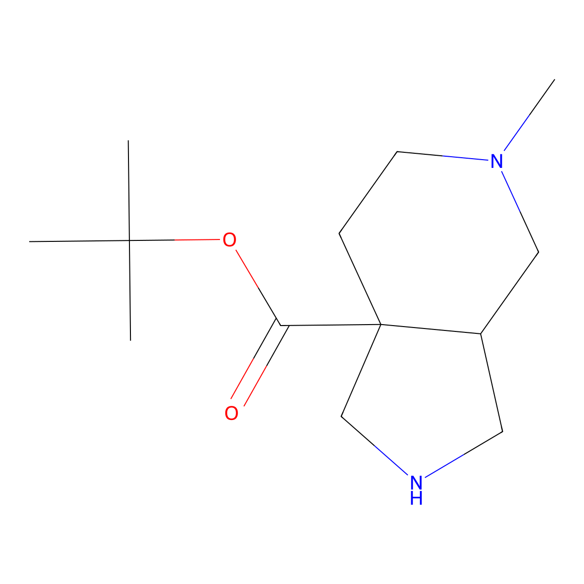 rac-tert-butyl (3aR,7aR)-5-methyl-octahydro-1H-pyrrolo[3,4-c]pyridine-7a-carboxylate molecular structure, CAS 2639374-32-4