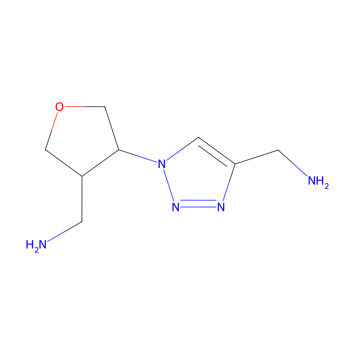 rac-1-[(3R,4R)-4-[4-(aminomethyl)-1H-1,2,3-triazol-1-yl]oxolan-3-yl]methanamine molecular structure, CAS 2639374-39-1