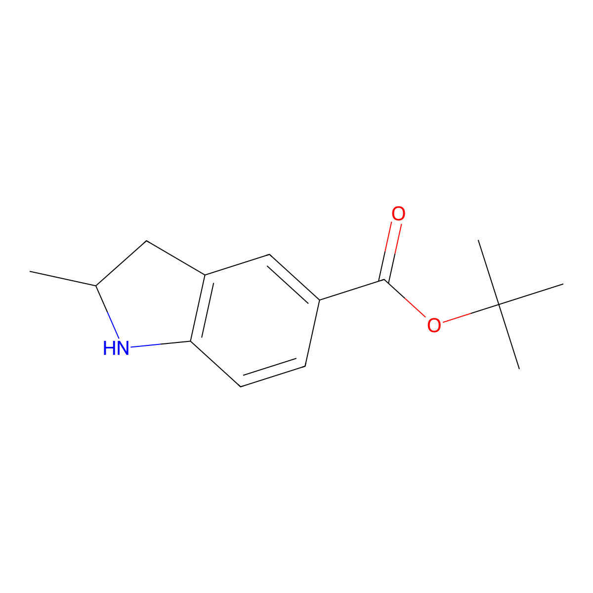 tert-butyl (2S)-2-methyl-2,3-dihydro-1H-indole-5-carboxylate molecular structure, CAS 2639374-50-6