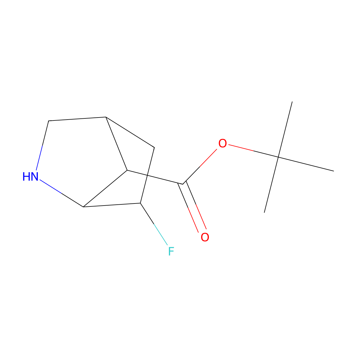 rac-tert-butyl (1R,4R,6S,7S)-6-fluoro-2-azabicyclo[2.2.1]heptane-7-carboxylate molecular structure, CAS 2639374-60-8