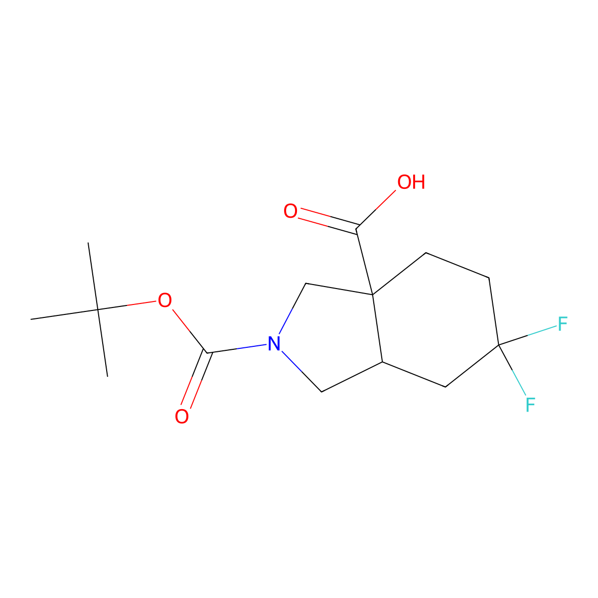 rel-(3aR,7aR)-2-(tert-Butoxycarbonyl)-6,6-difluorooctahydro-1H-isoindole-3a-carboxylic acid molecular structure, CAS 2639374-63-1