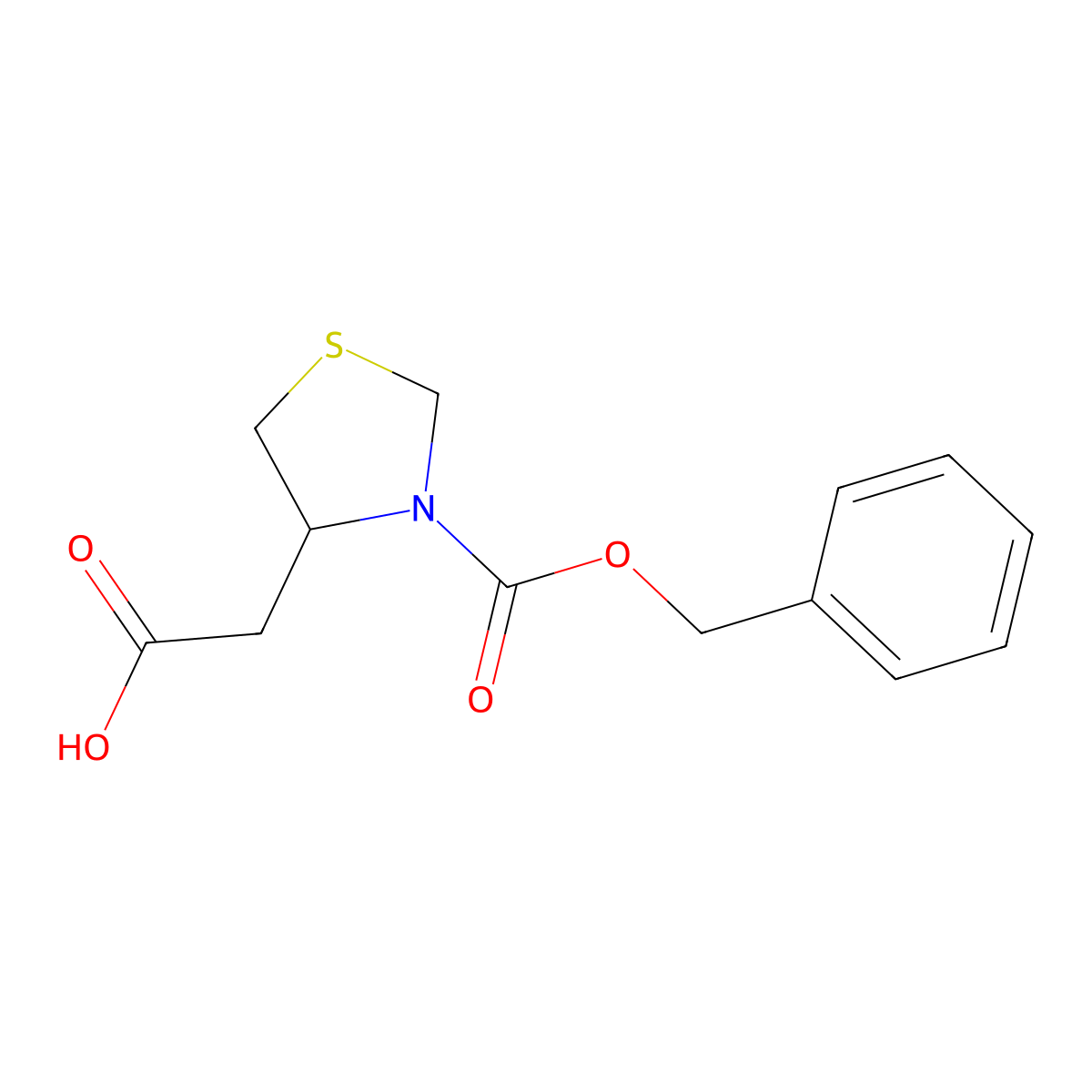 2-[(4R)-3-[(benzyloxy)carbonyl]-1,3-thiazolidin-4-yl]acetic acid molecular structure, CAS 2639374-64-2