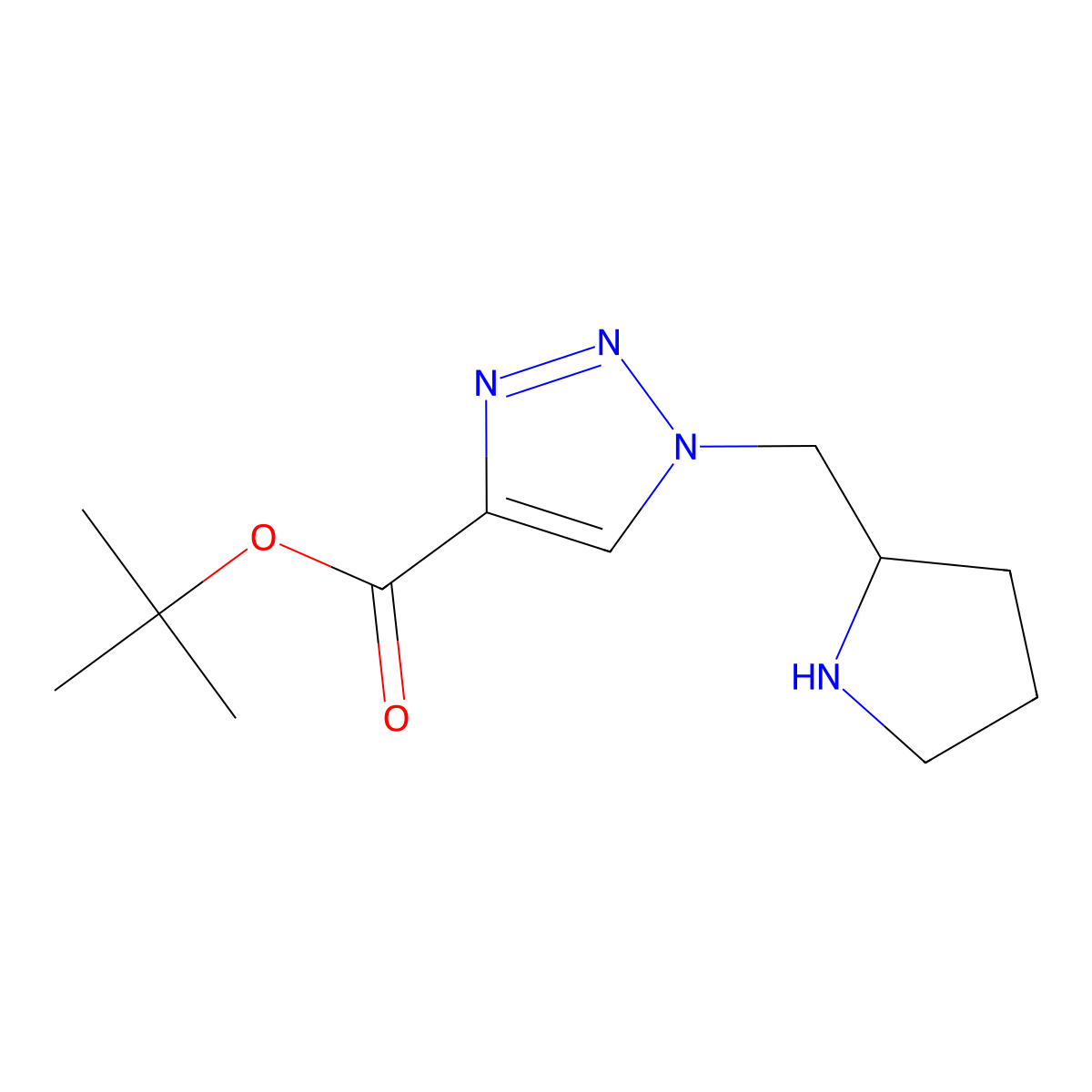 tert-butyl 1-{[(2S)-pyrrolidin-2-yl]methyl}-1H-1,2,3-triazole-4-carboxylate molecular structure, CAS 2639374-65-3