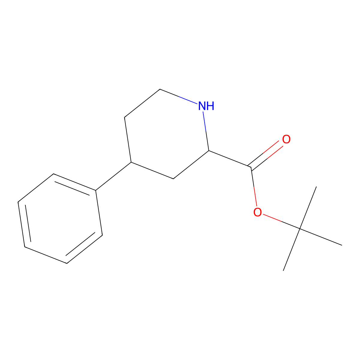 rac-tert-butyl (2R,4S)-4-phenylpiperidine-2-carboxylate molecular structure, CAS 2639374-72-2
