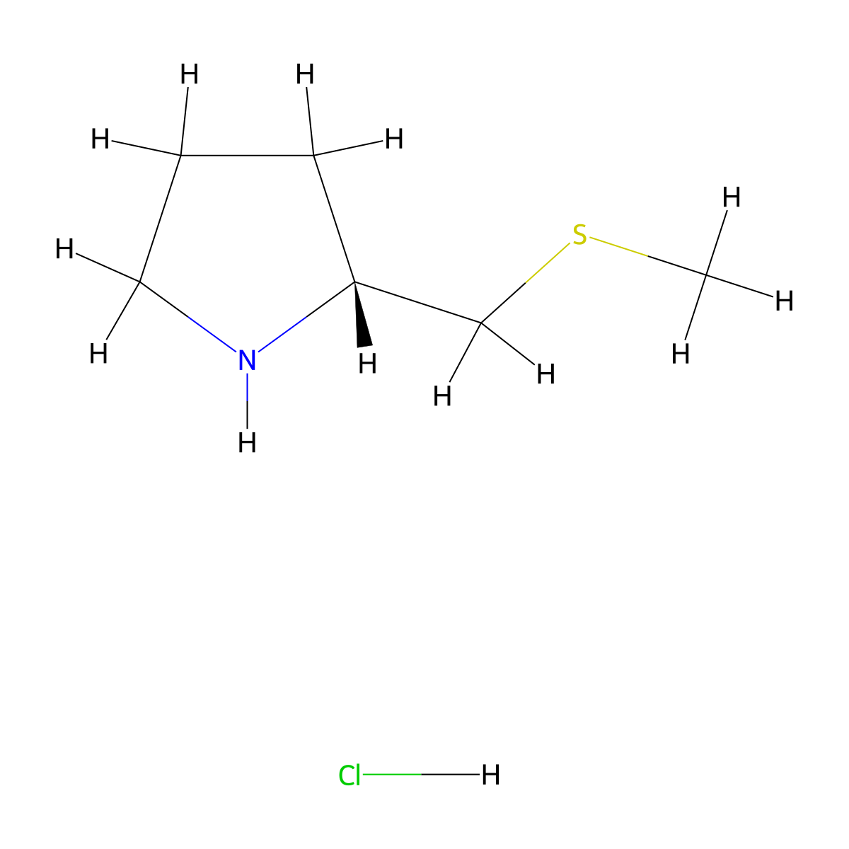 (2R)-2-[(methylsulfanyl)methyl]pyrrolidine hydrochloride molecular structure, CAS 2639374-73-3
