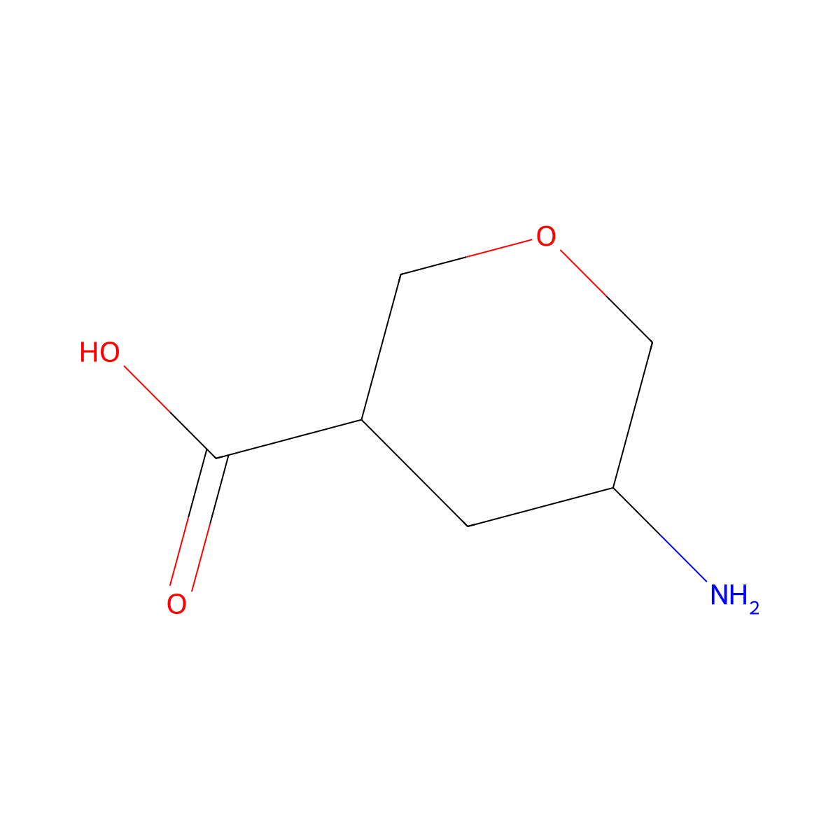rac-(3R,5S)-5-aminooxane-3-carboxylic acid molecular structure, CAS 2639374-79-9