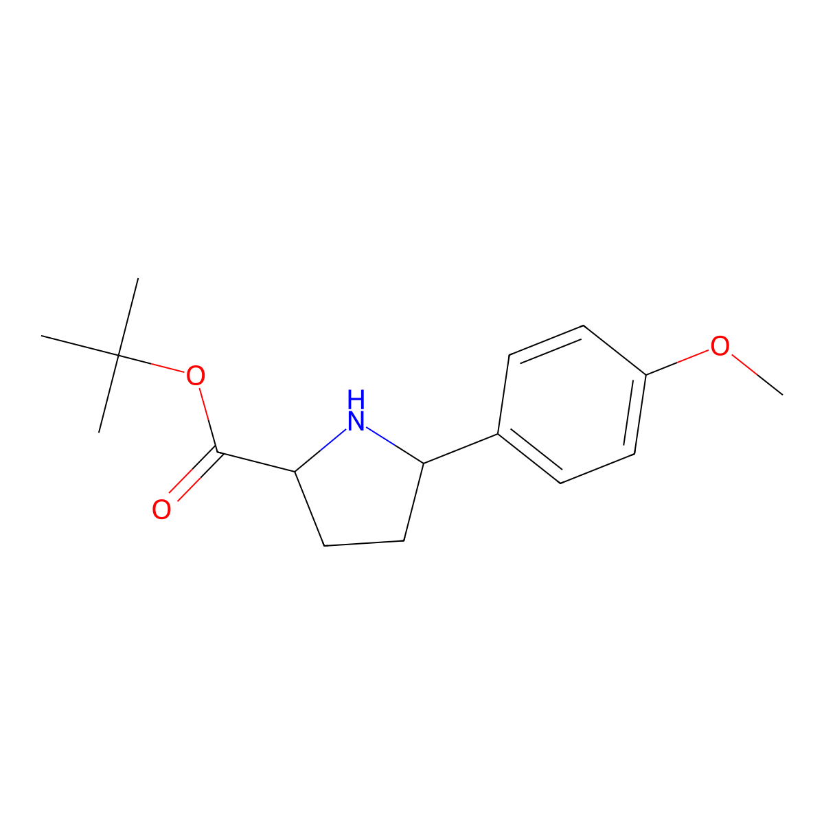 rac-tert-butyl (2R,5R)-5-(4-methoxyphenyl)pyrrolidine-2-carboxylate molecular structure, CAS 2639374-82-4