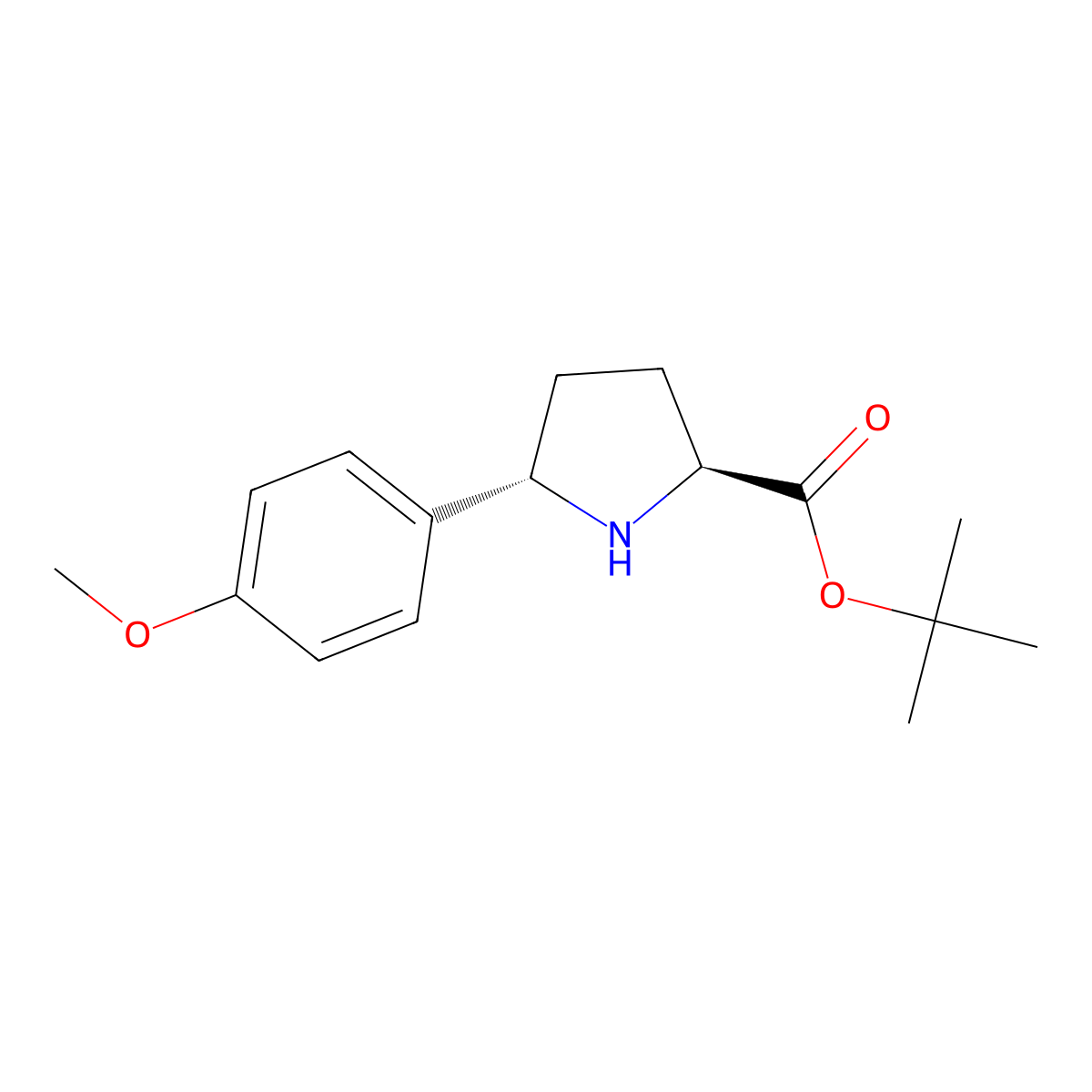 rac-tert-butyl (2R,5R)-5-(4-methoxyphenyl)pyrrolidine-2-carboxylate molecular structure, CAS 2639374-82-4