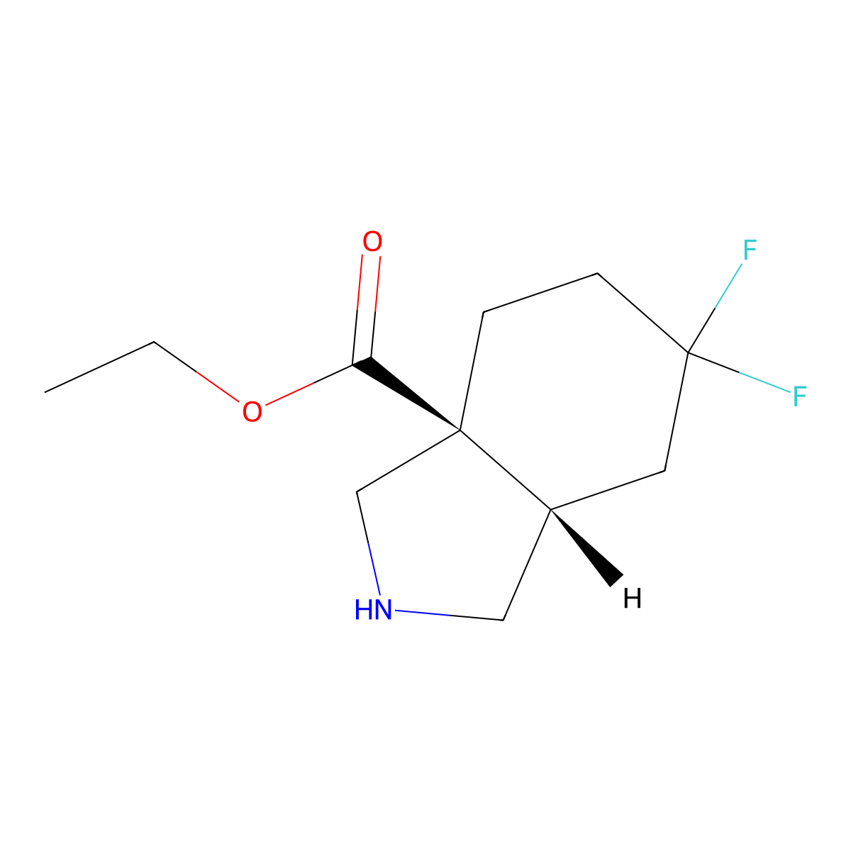 rac-ethyl (3aR,7aR)-6,6-difluoro-octahydro-1H-isoindole-3a-carboxylate molecular structure, CAS 2639374-86-8