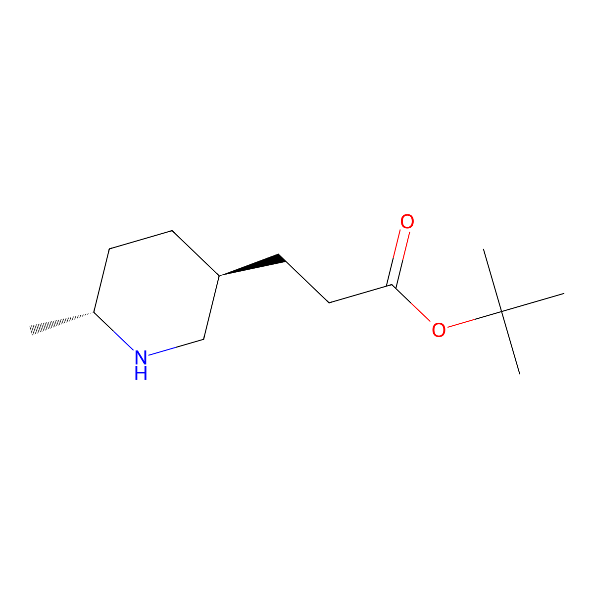 rac-tert-butyl 3-[(3R,6S)-6-methylpiperidin-3-yl]propanoate molecular structure, CAS 2639374-94-8