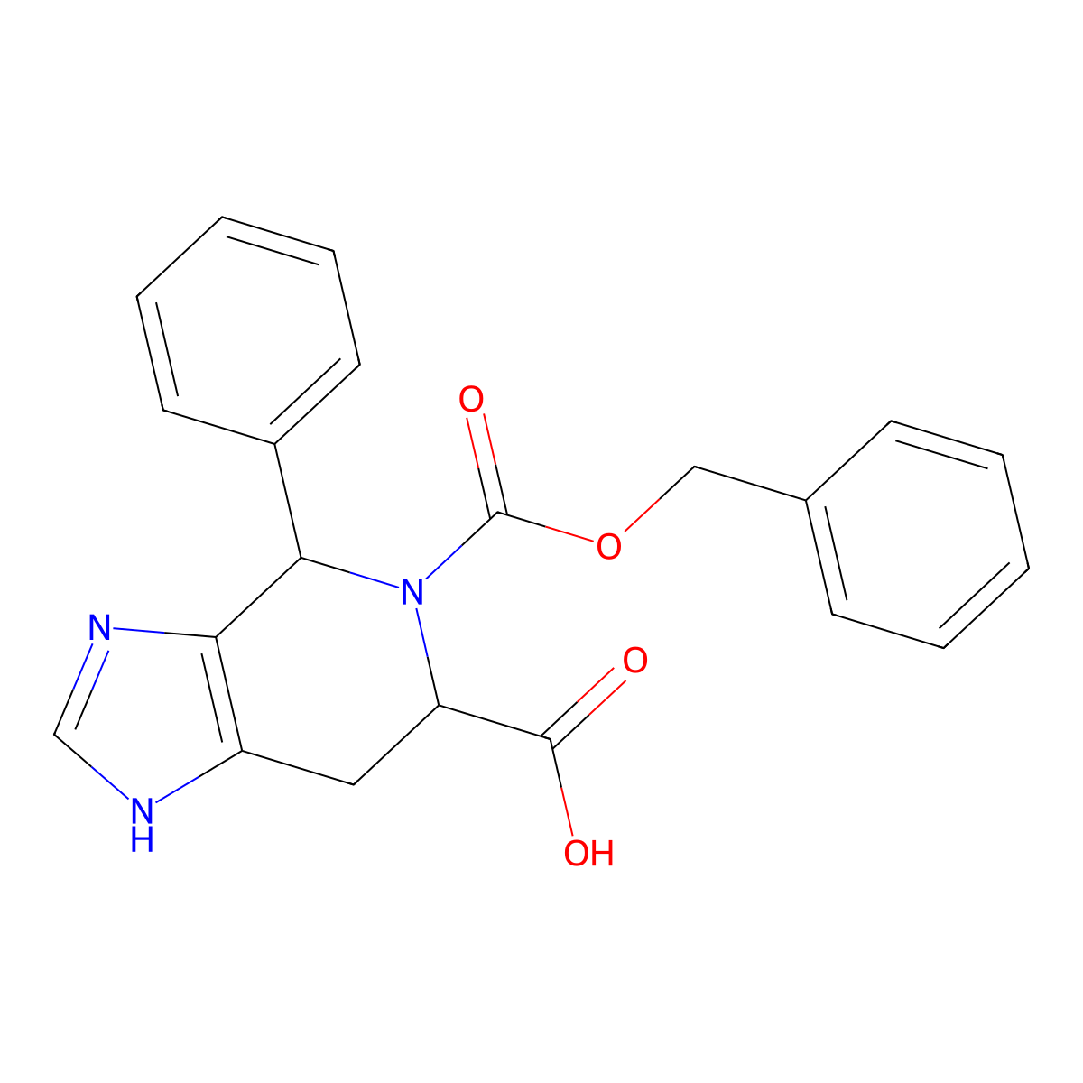 rac-(4R,6R)-5-[(benzyloxy)carbonyl]-4-phenyl-3H,4H,5H,6H,7H-imidazo[4,5-c]pyridine-6-carboxylic acid molecular structure, CAS 2639375-06-5