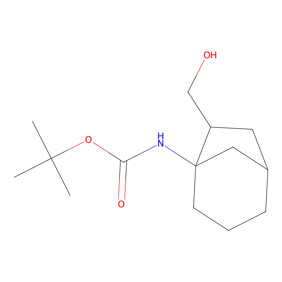 rac-tert-butyl N-[(1R,5S,7S)-7-(hydroxymethyl)bicyclo[3.2.1]octan-1-yl]carbamate molecular structure, CAS 2639375-09-8