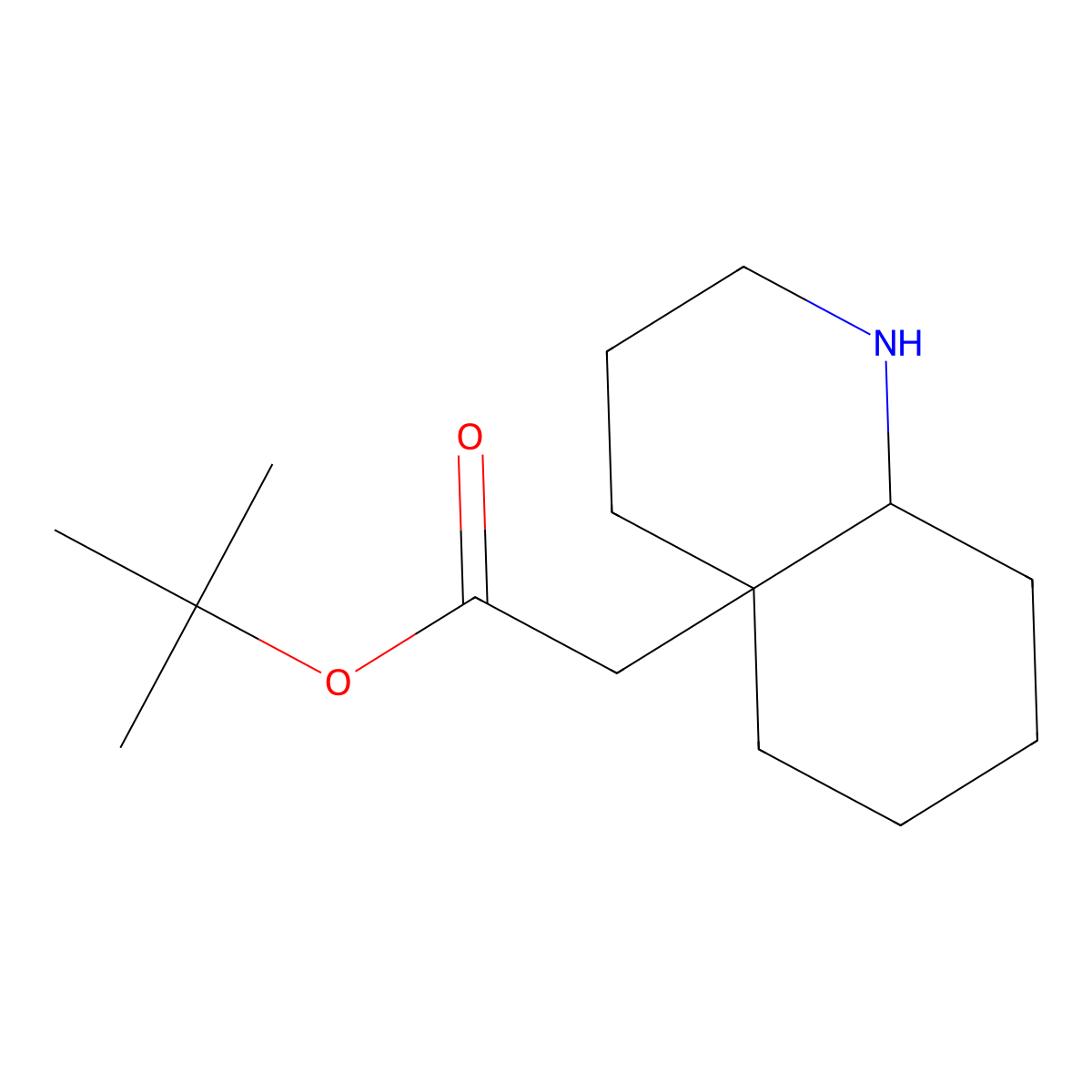 rac-tert-butyl 2-[(4aR,8aS)-decahydroquinolin-4a-yl]acetate molecular structure, CAS 2639375-11-2