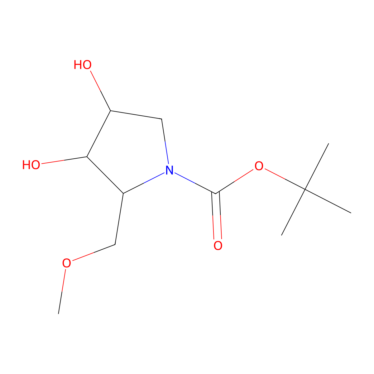 rac-tert-butyl (2R,3R,4S)-3,4-dihydroxy-2-(methoxymethyl)pyrrolidine-1-carboxylate molecular structure, CAS 2639375-14-5