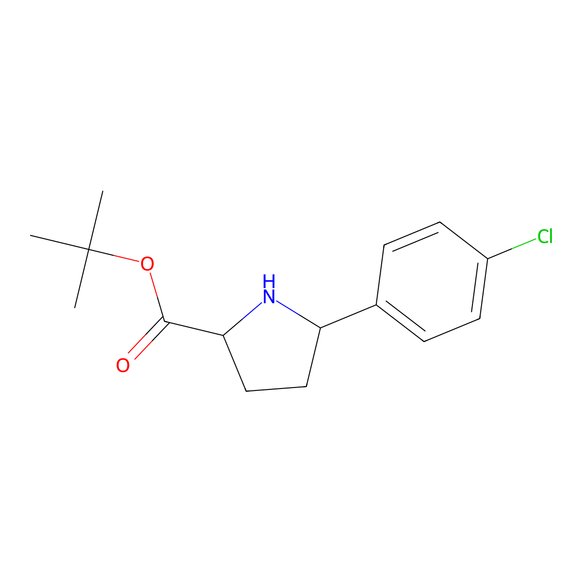 rac-tert-butyl (2R,5R)-5-(4-chlorophenyl)pyrrolidine-2-carboxylate molecular structure, CAS 2639375-16-7