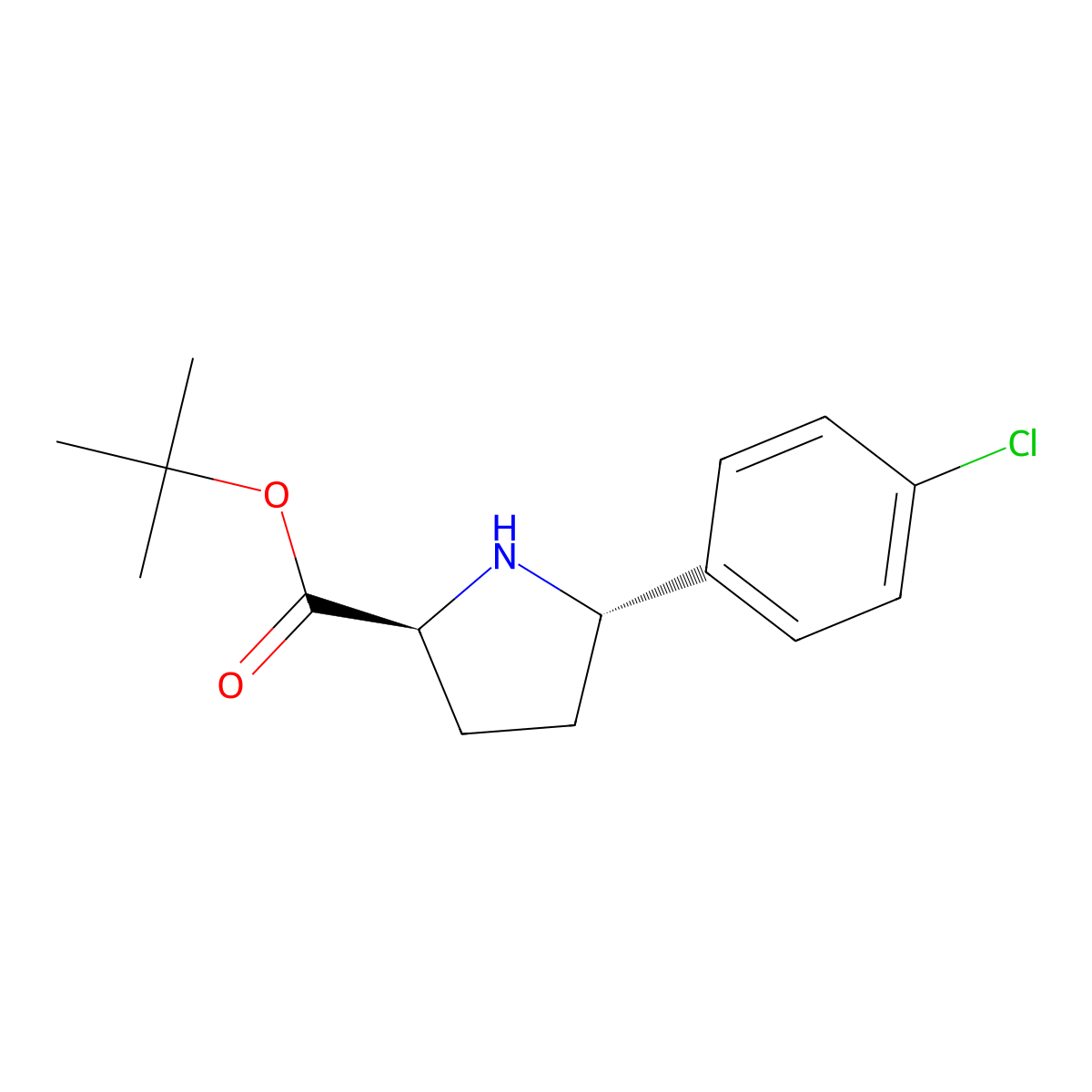 rac-tert-butyl (2R,5R)-5-(4-chlorophenyl)pyrrolidine-2-carboxylate molecular structure, CAS 2639375-16-7