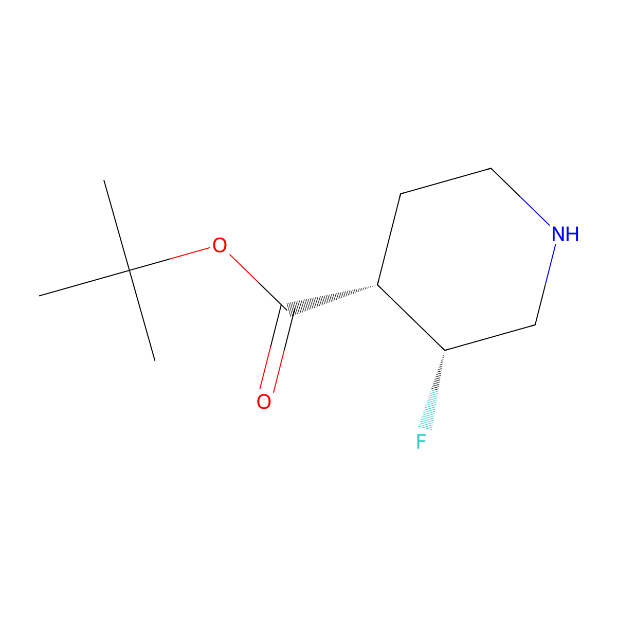 rac-tert-butyl (3R,4S)-3-fluoropiperidine-4-carboxylate molecular structure, CAS 2639375-36-1