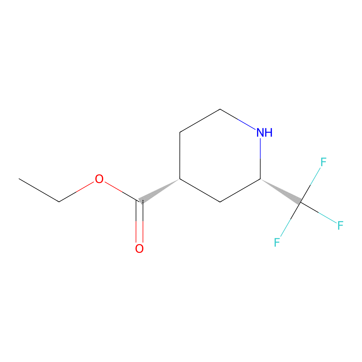 rac-ethyl (2R,4S)-2-(trifluoromethyl)piperidine-4-carboxylate molecular structure, CAS 2639375-44-1