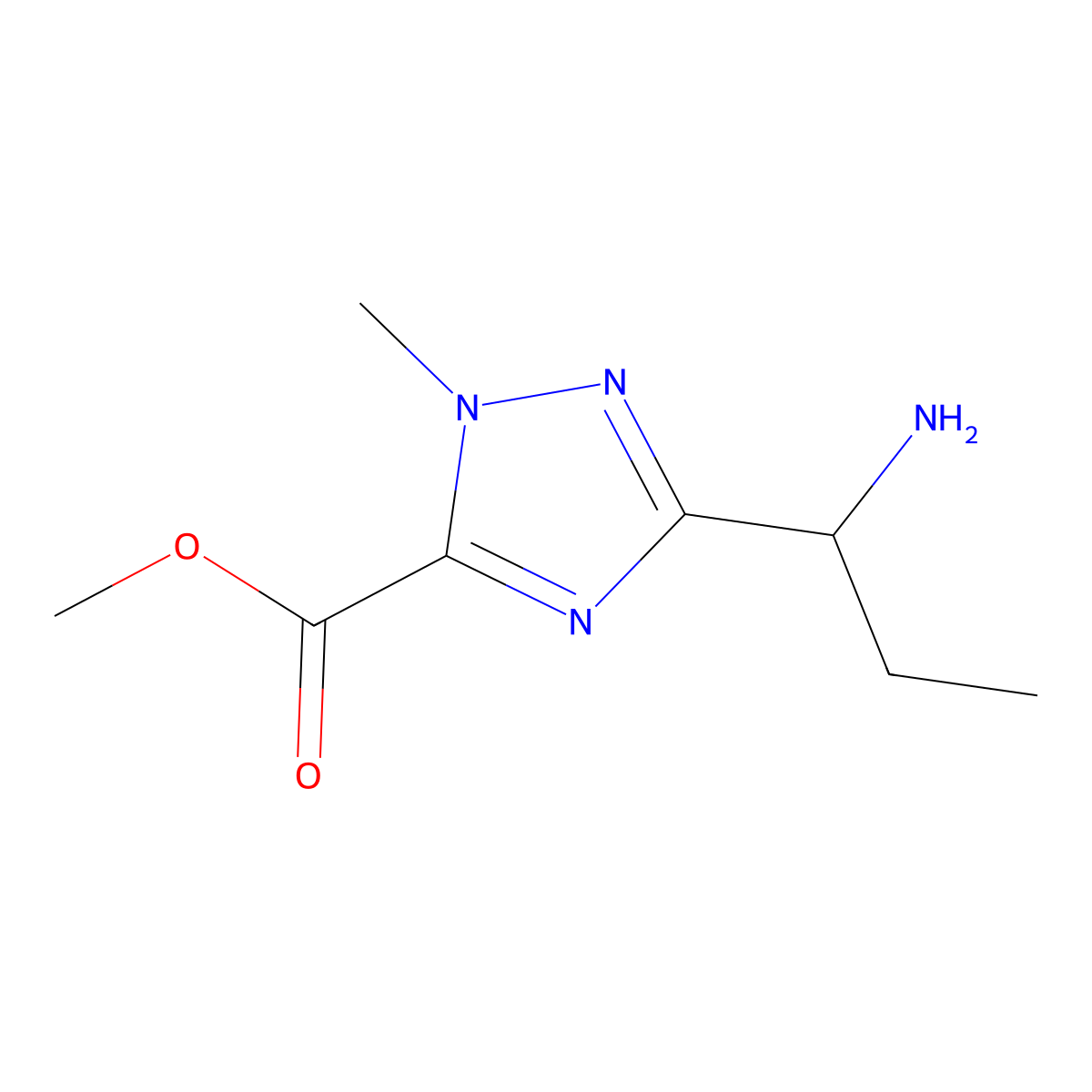 methyl 3-[(1S)-1-aminopropyl]-1-methyl-1H-1,2,4-triazole-5-carboxylate molecular structure, CAS 2639375-49-6