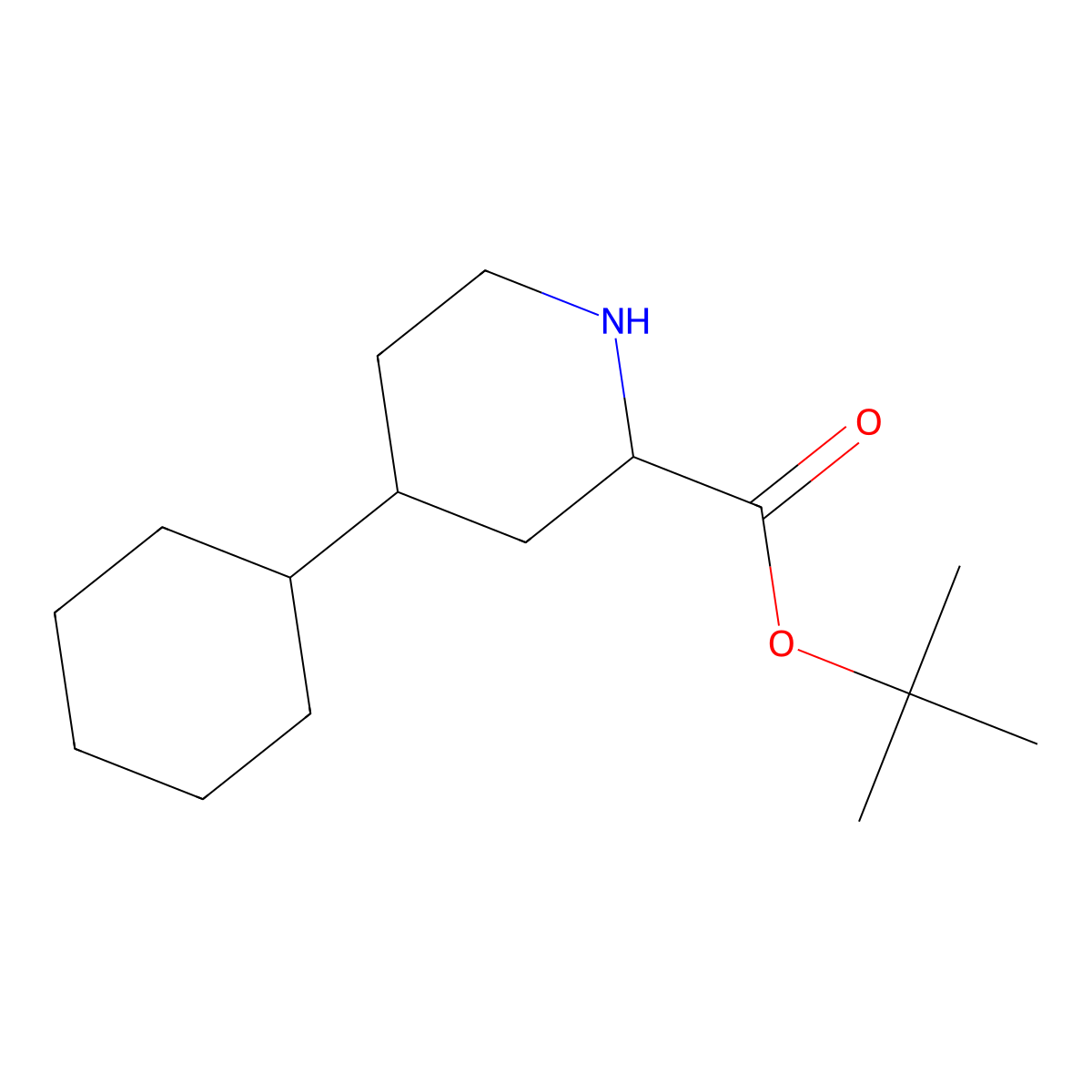 rac-tert-butyl (2R,4S)-4-cyclohexylpiperidine-2-carboxylate molecular structure, CAS 2639375-50-9