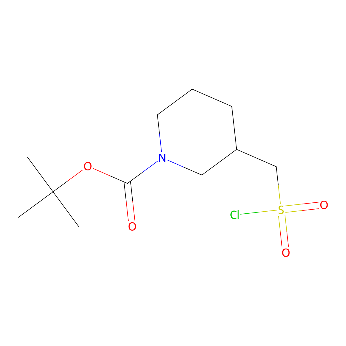 tert-butyl (3R)-3-((chlorosulfonyl)methyl)piperidine-1-carboxylate molecular structure, CAS 2639375-59-8