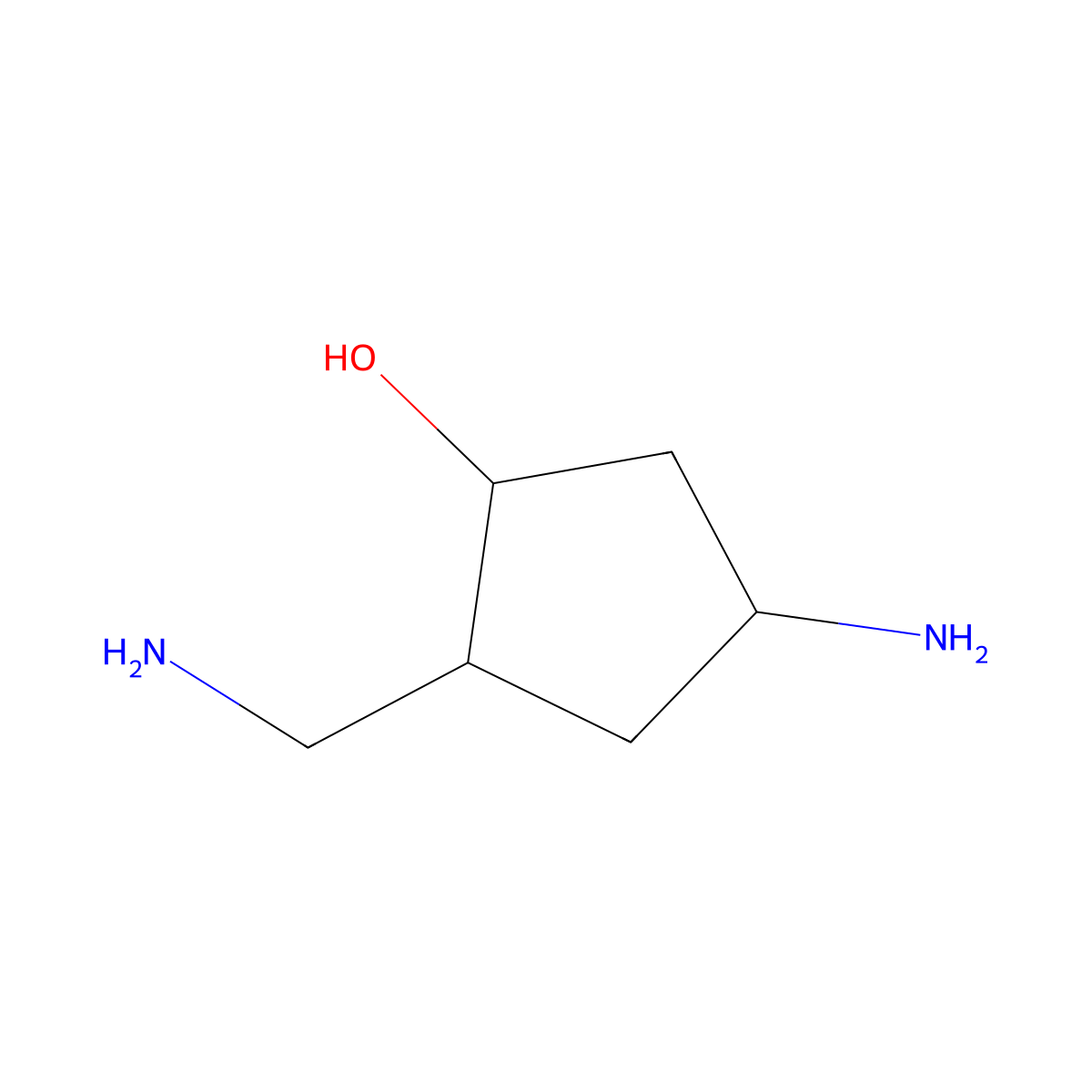 rac-(1R,2R,4S)-4-amino-2-(aminomethyl)cyclopentan-1-ol molecular structure, CAS 2639375-60-1