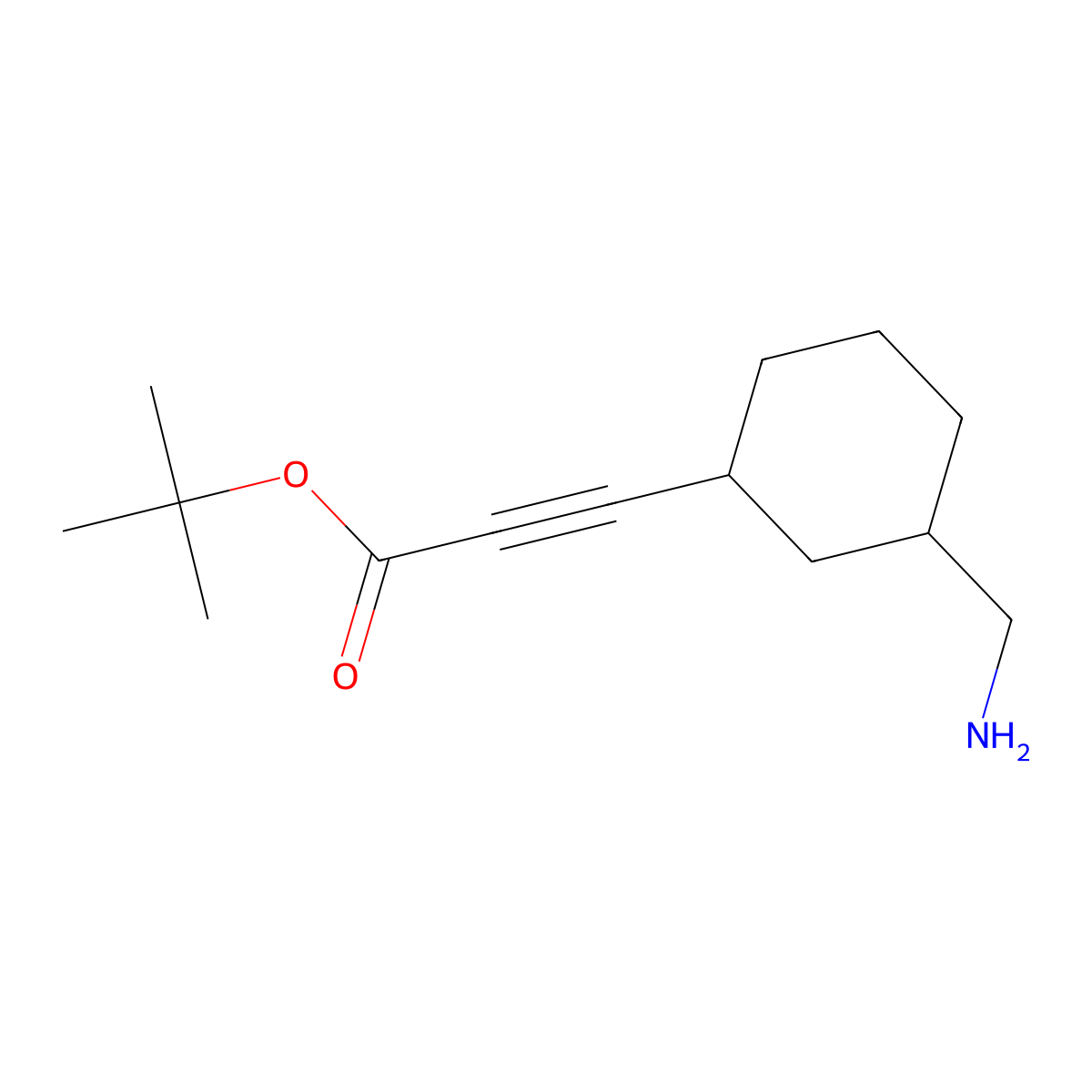 rac-tert-butyl 3-[(1R,3S)-3-(aminomethyl)cyclohexyl]prop-2-ynoate molecular structure, CAS 2639375-63-4