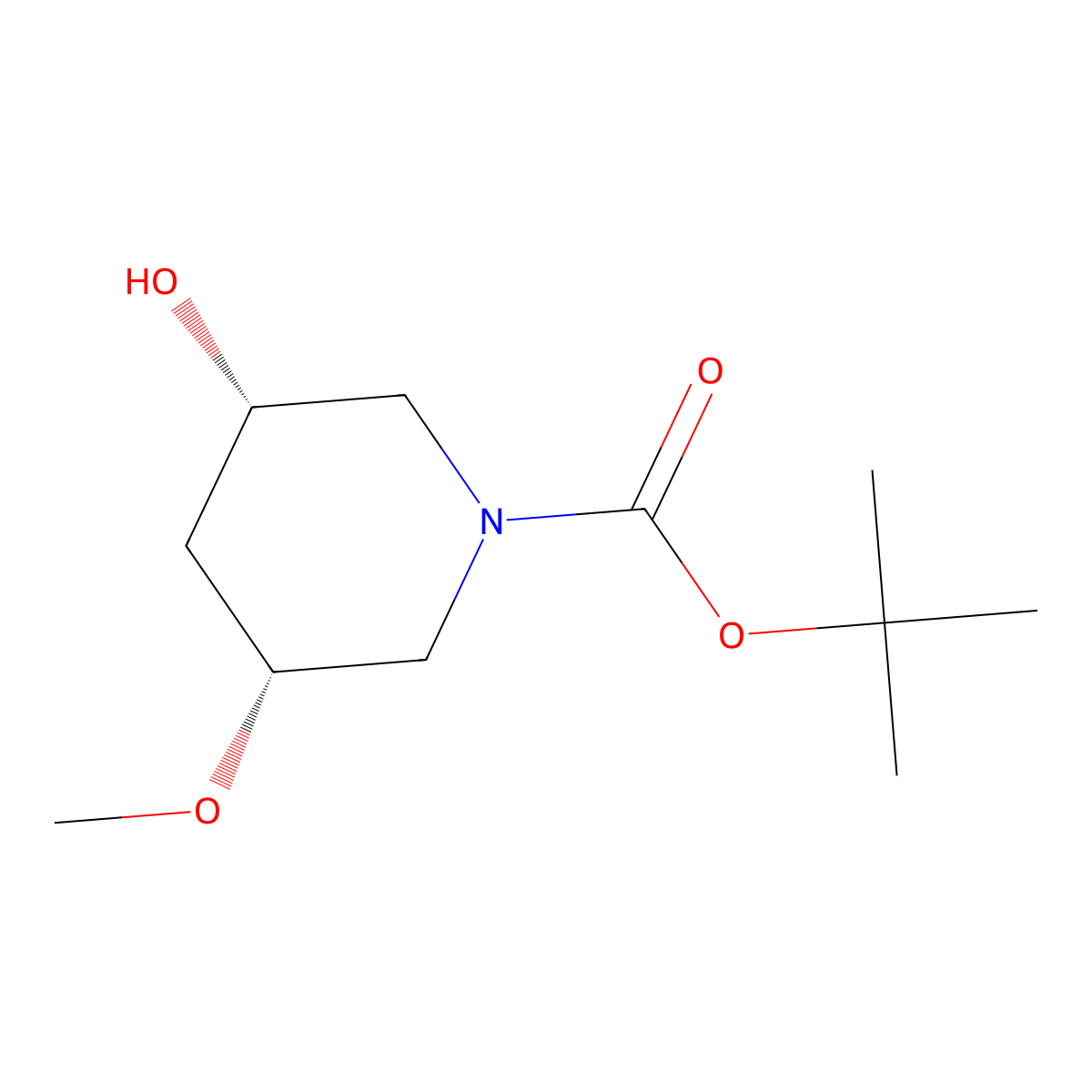 tert-butyl (3S,5R)-3-hydroxy-5-methoxypiperidine-1-carboxylate molecular structure, CAS 2639375-69-0