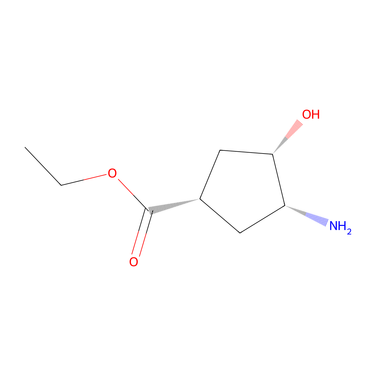 ethyl (1S,3R,4S)-3-amino-4-hydroxycyclopentane-1-carboxylate molecular structure, CAS 2639375-70-3