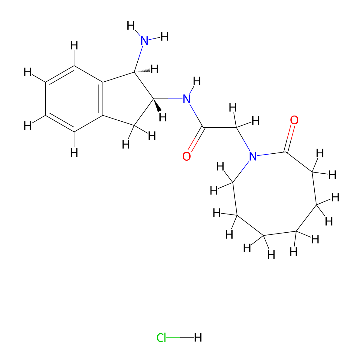 N-[(1R,2R)-1-amino-2,3-dihydro-1H-inden-2-yl]-2-(2-oxoazocan-1-yl)acetamidehydrochloride molecular structure, CAS 2639375-72-5