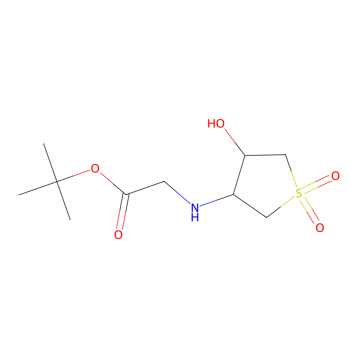 rac-tert-butyl 2-{[(3R,4S)-4-hydroxy-1,1-dioxo-1lambda6-thiolan-3-yl]amino}acetate molecular structure, CAS 2639375-77-0