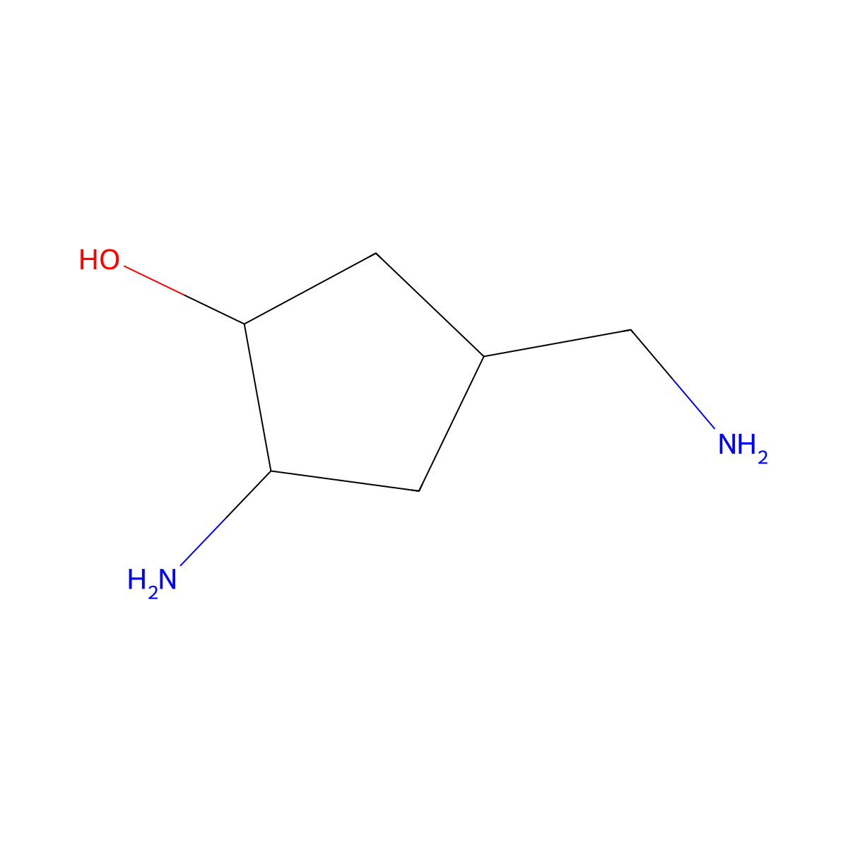 rac-(1R,2R,4S)-2-amino-4-(aminomethyl)cyclopentan-1-ol molecular structure, CAS 2639375-78-1