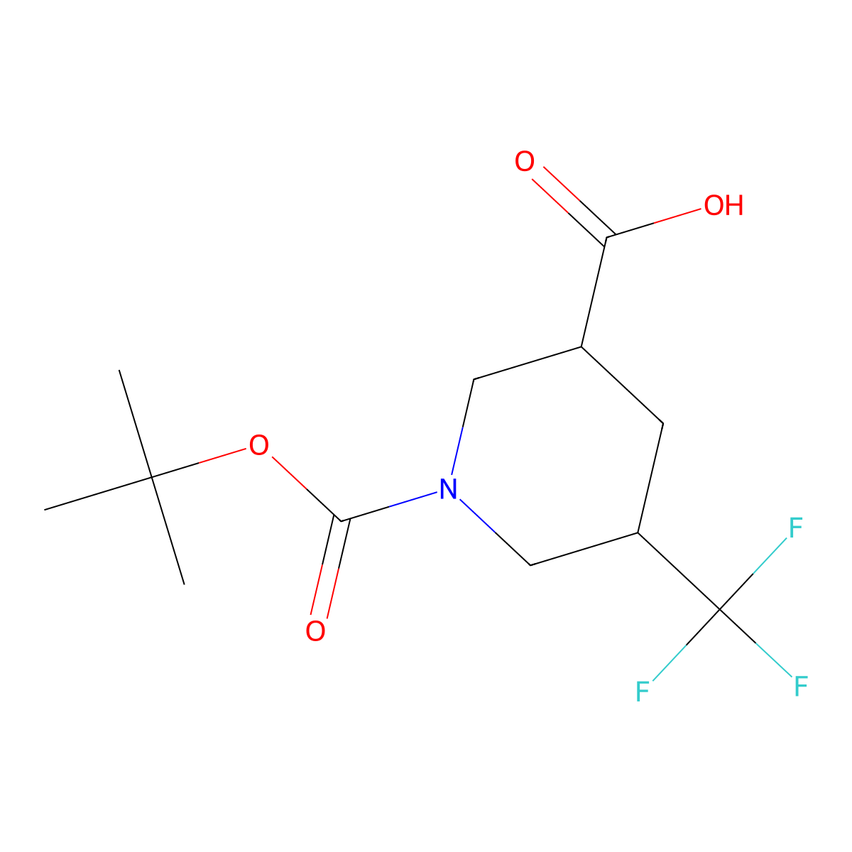 rac-(3R,5R)-1-[(tert-butoxy)carbonyl]-5-(trifluoromethyl)piperidine-3-carboxylic acid molecular structure, CAS 2639375-79-2