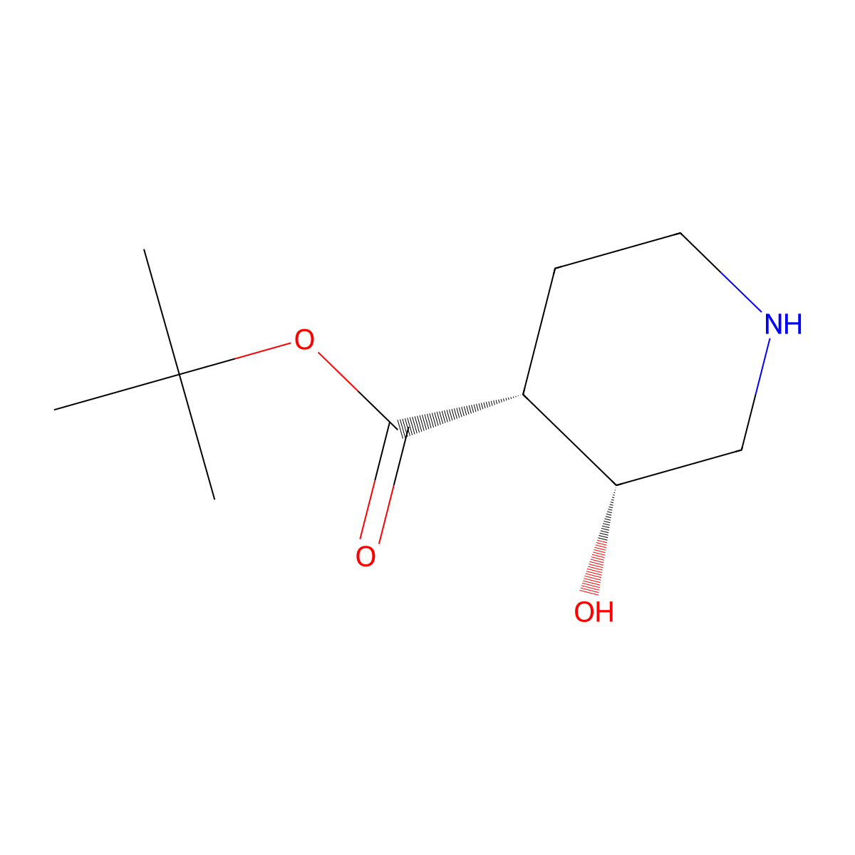 rac-tert-butyl (3R,4R)-3-hydroxypiperidine-4-carboxylate molecular structure, CAS 2639375-89-4