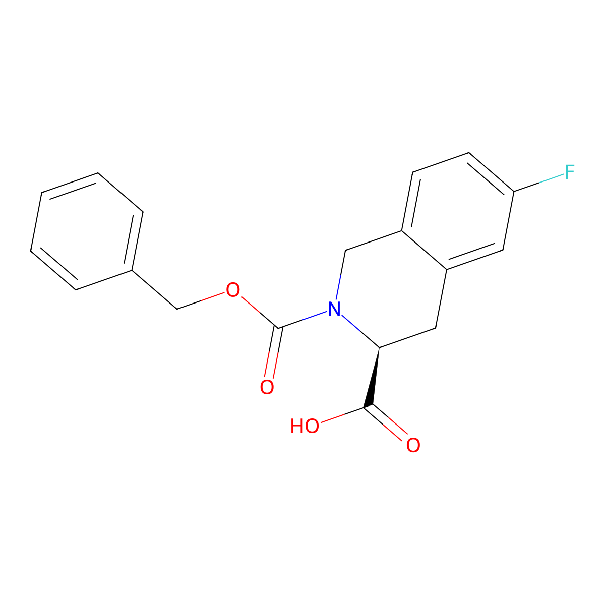 (3S)-2-[(benzyloxy)carbonyl]-6-fluoro-1,2,3,4-tetrahydroisoquinoline-3-carboxylic acid molecular structure, CAS 2639375-94-1