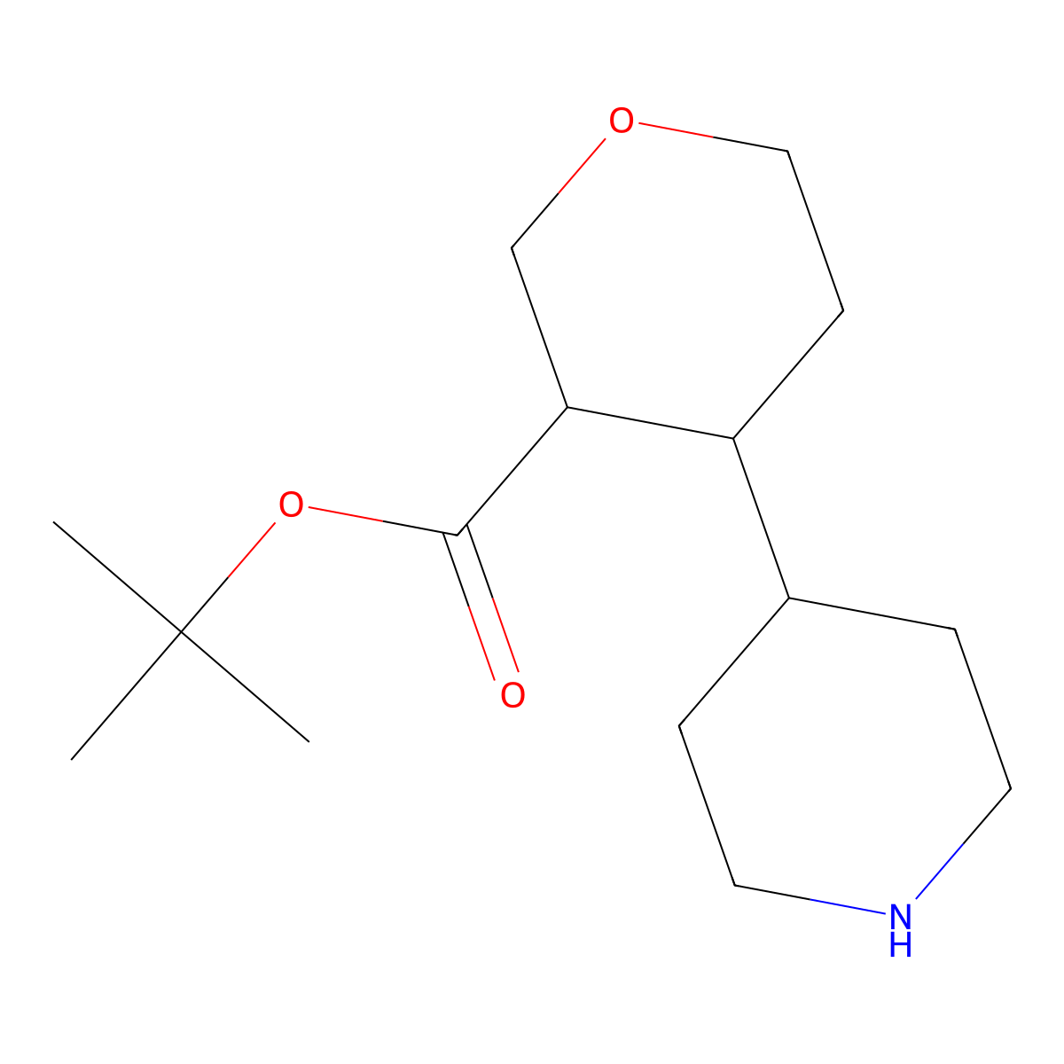 rac-tert-butyl (3R,4S)-4-(piperidin-4-yl)oxane-3-carboxylate molecular structure, CAS 2639377-68-5