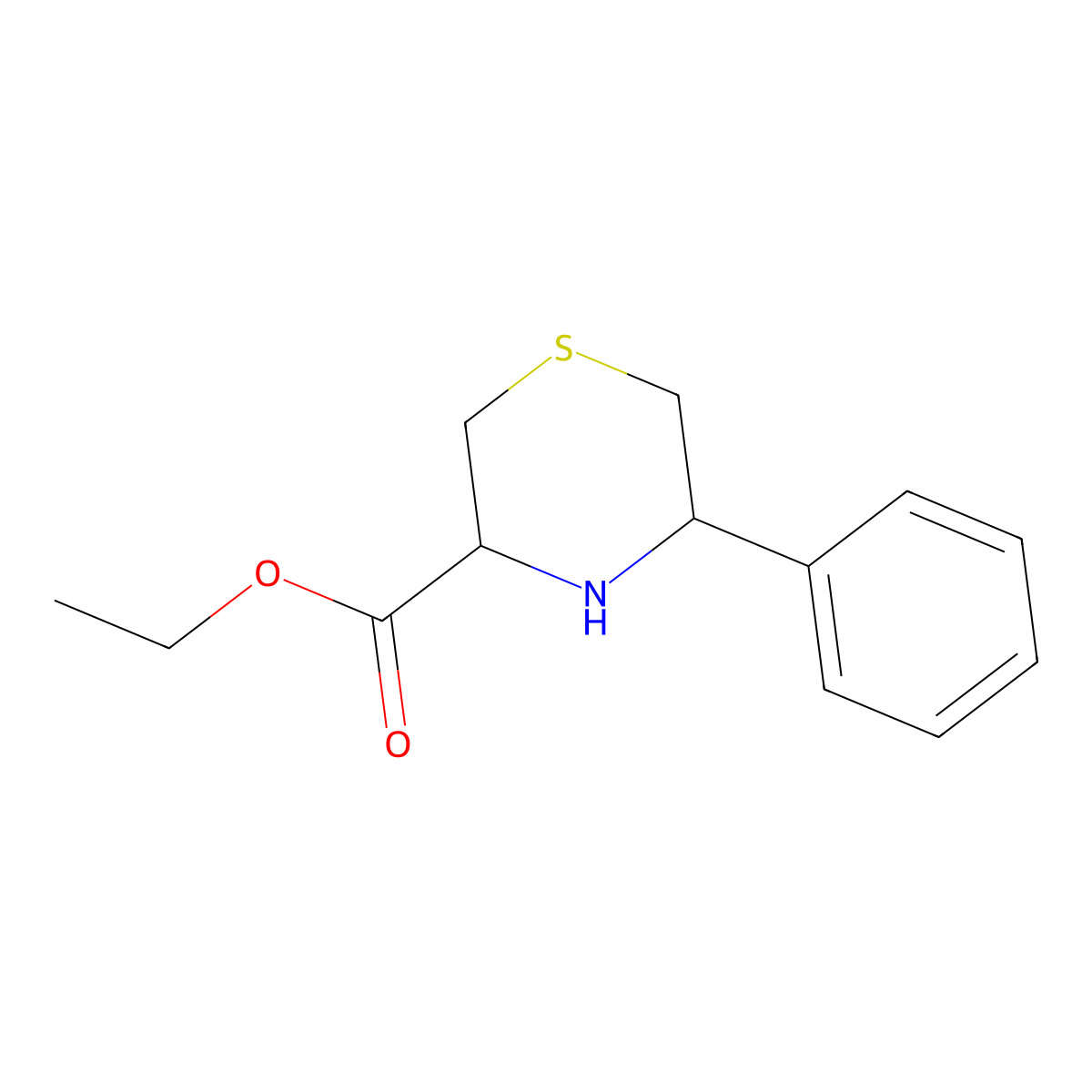 rac-ethyl (3R,5S)-5-phenylthiomorpholine-3-carboxylate molecular structure, CAS 2639377-91-4
