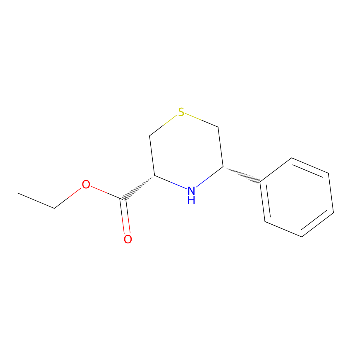 rac-ethyl (3R,5S)-5-phenylthiomorpholine-3-carboxylate molecular structure, CAS 2639377-91-4