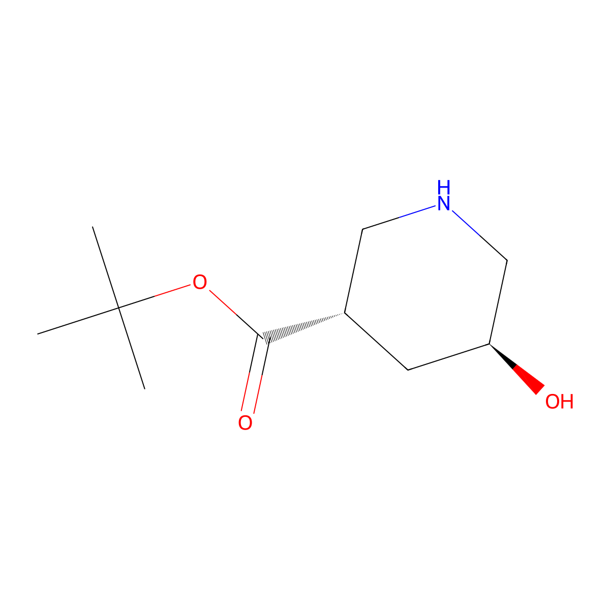 rac-tert-butyl (3R,5R)-5-hydroxypiperidine-3-carboxylate molecular structure, CAS 2639377-99-2